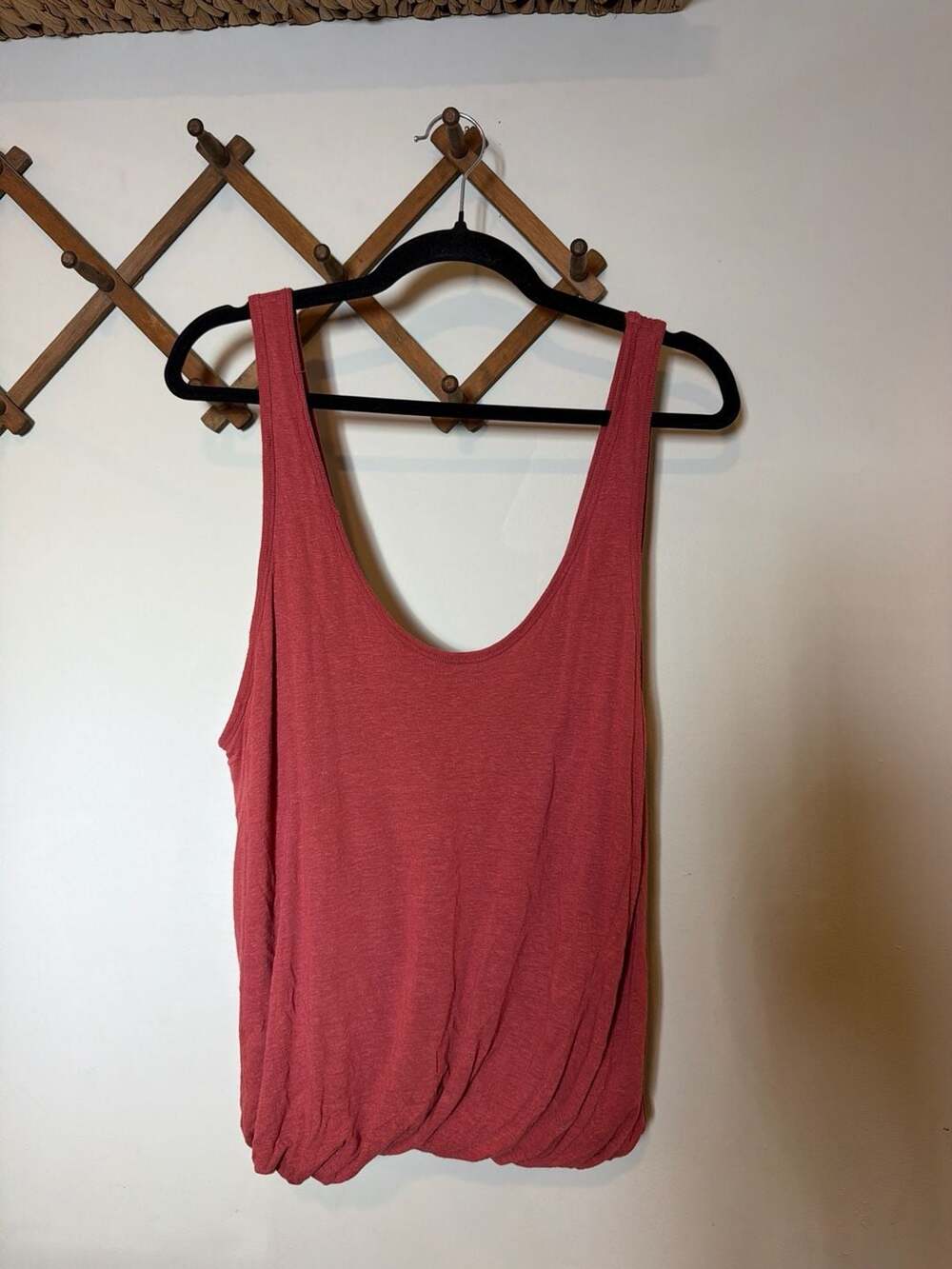 We The Free Free People Red Linen Blend Twist Hem Tank Top Size L